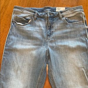 Cosmic Blue Love ankle jeans white piping 31